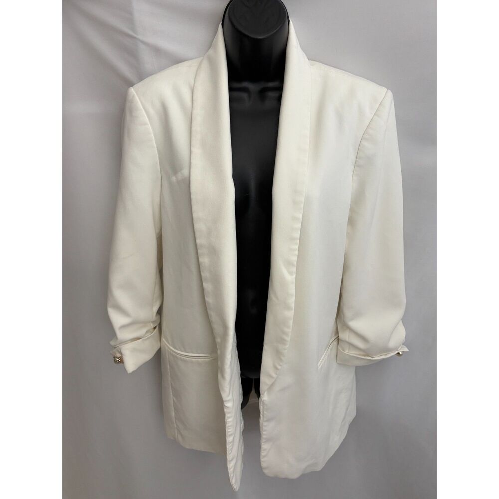 Reserved White Open Front Blazer Size L Office Career Professional Classy Modest